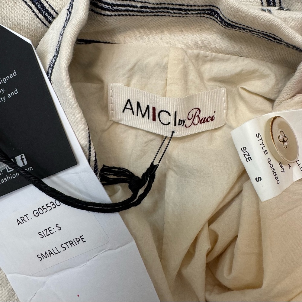 Amici By Baci Long Sleeve Striped Lightweight Blazer NWT  Size S-M-L - Picture 6 of 9